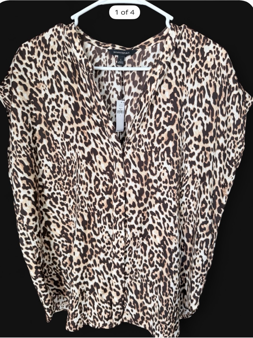NWT Banana Republic Leopard Print V-Neck Blouse - Brown/Tan/Cream